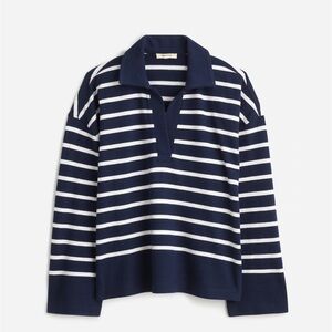 Madewell Long Sleeve Rugby Polo Tee Striped Navy women’s size XS NWT